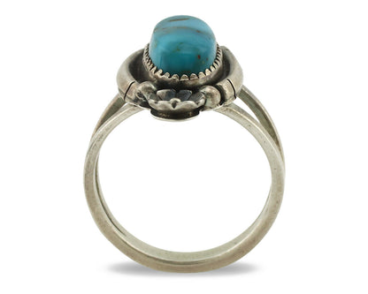 Navajo Ring .925 Silver Natural Blue Turquoise Native American Artist C.1980's