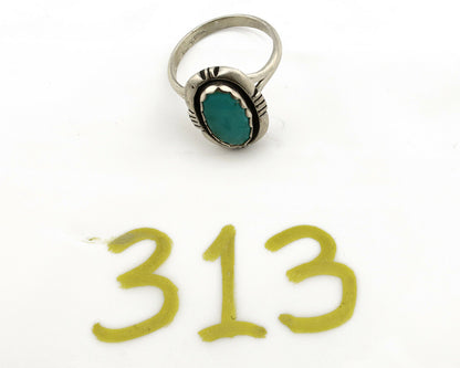 Navajo Ring .925 Silver Kingman Turquoise Handmade Native American Artist C.80's