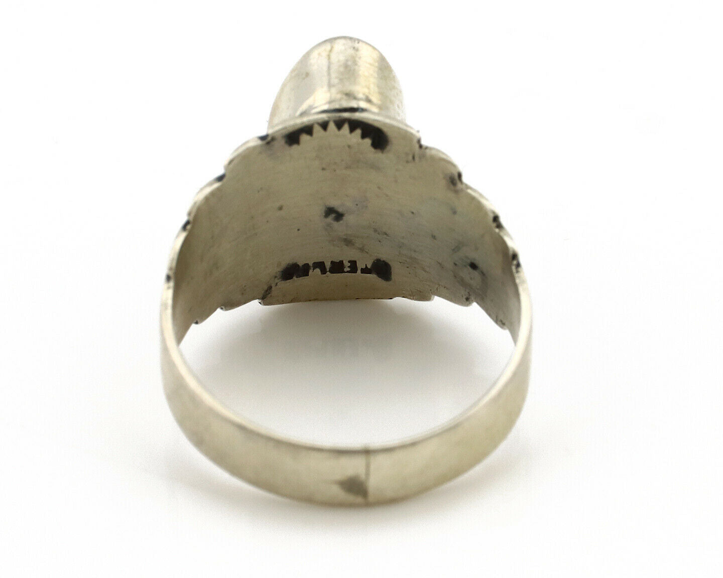 Navajo Ring .925 Silver Kingman Turquoise Artist Signed Apache C.80's