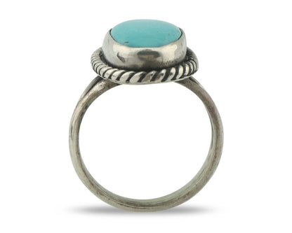 Navajo Ring .925 Silver Natural Blue Turquoise Native American Artist C.80's