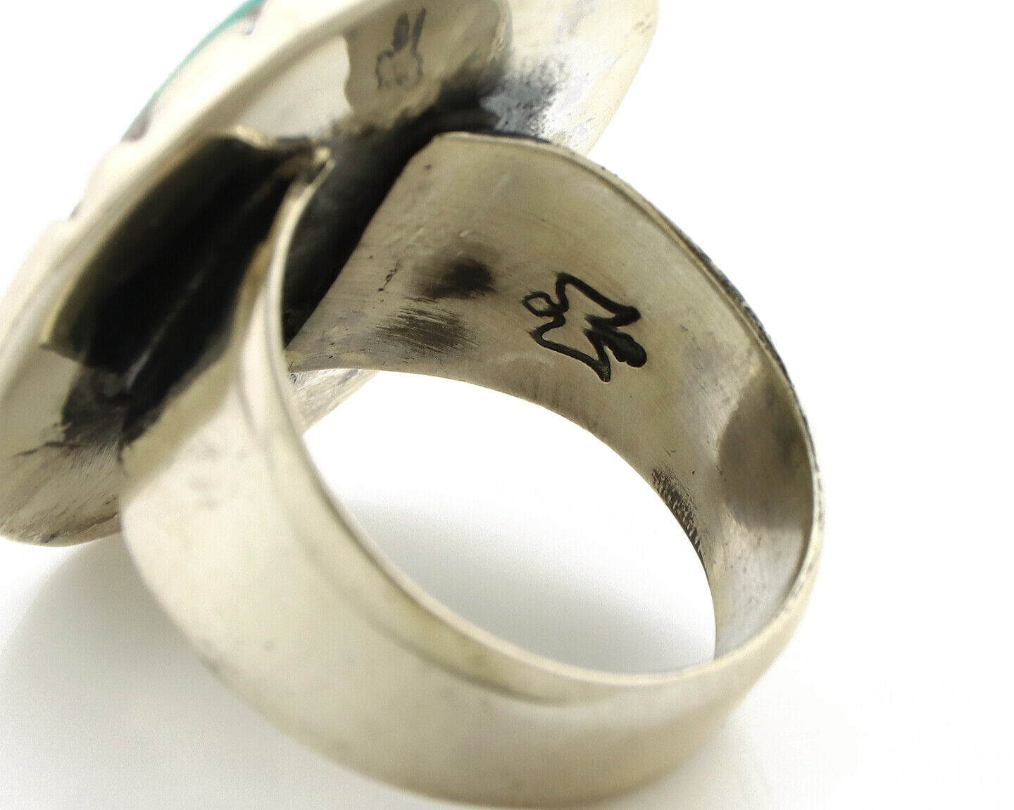 Navajo Ring 925 Silver Turquoise Mountain Artist Signed C Montoya C.80's