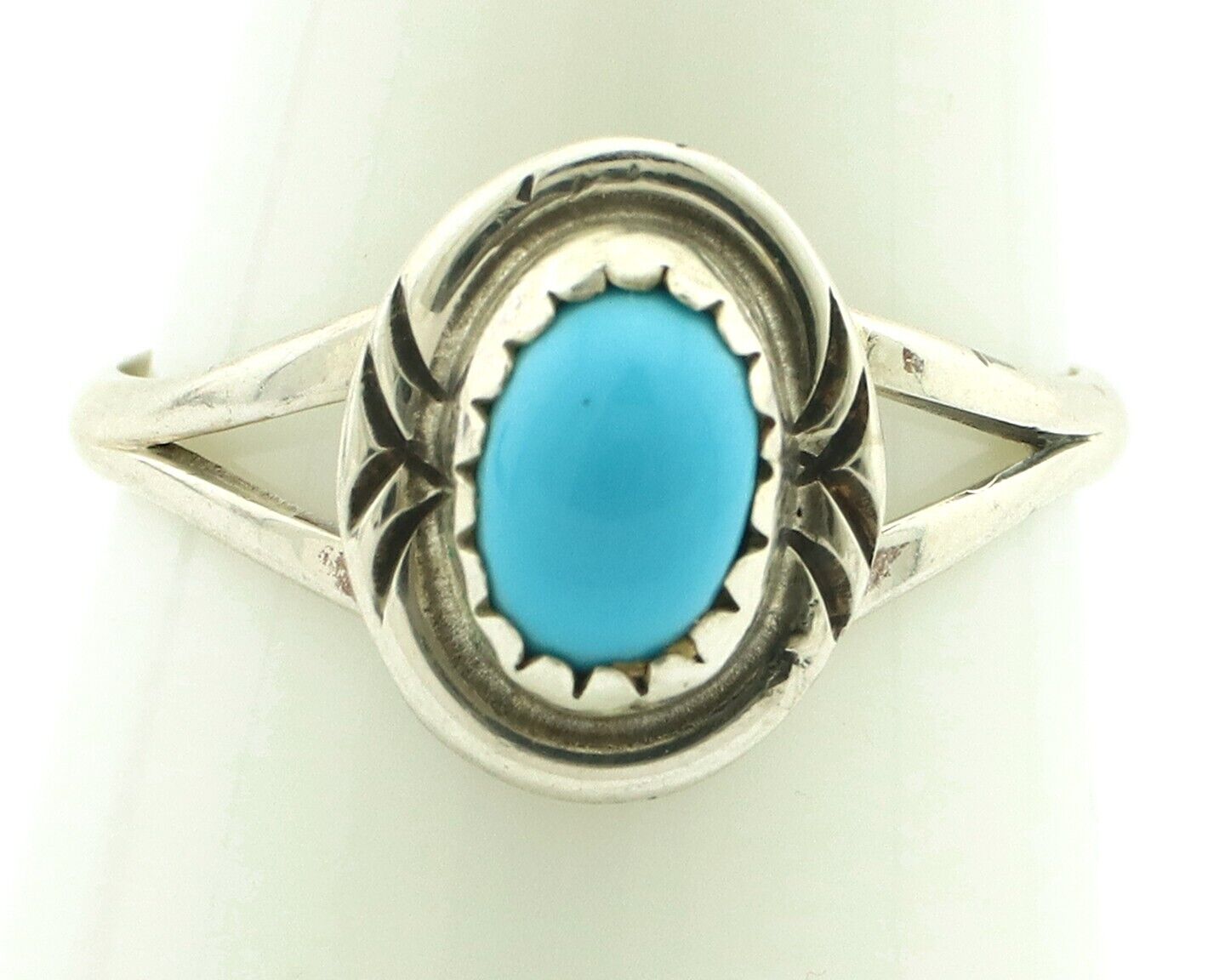 Navajo Ring 925 Silver Blue Turquoise Native American Artist C.80's