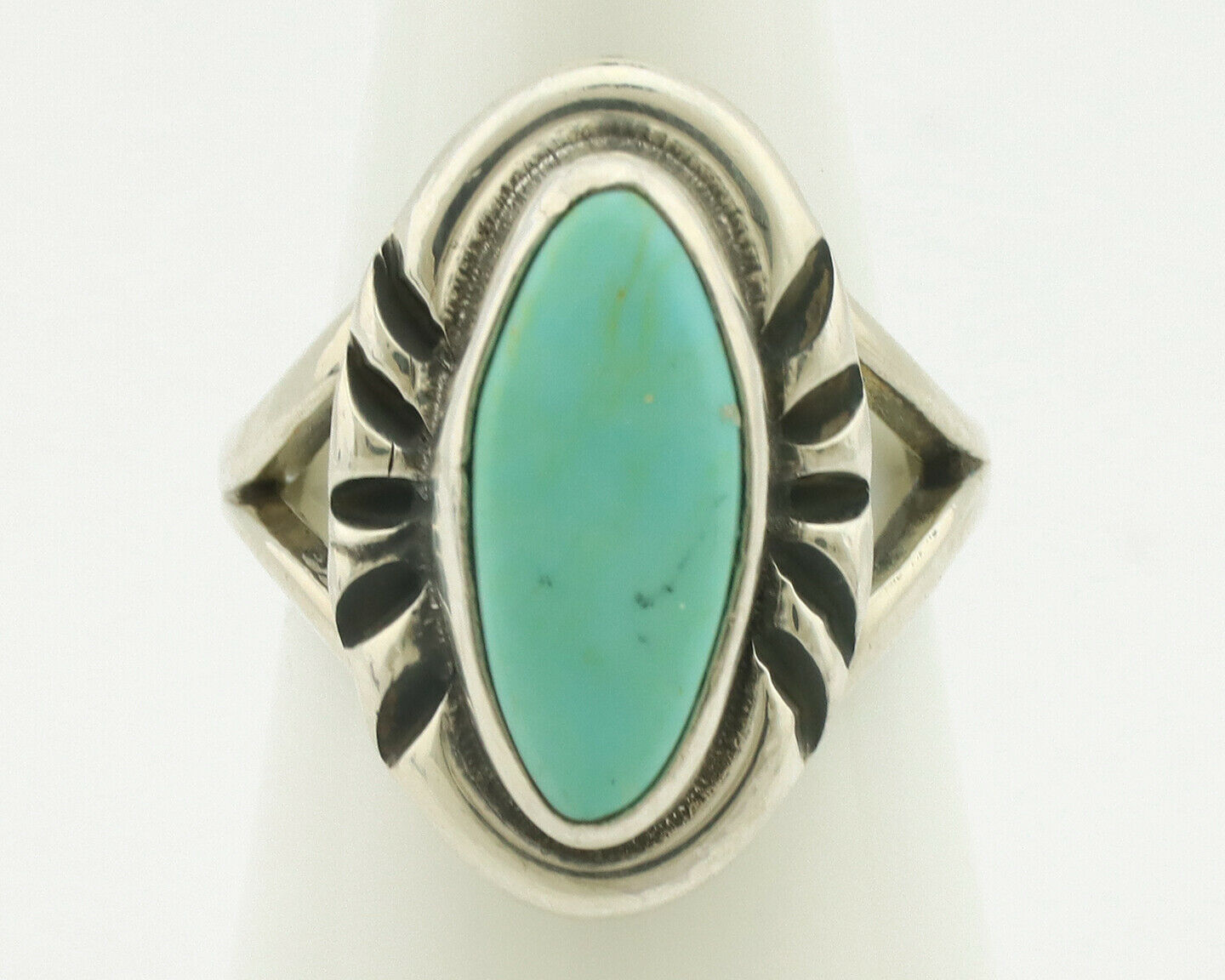 Navajo Ring .925 Silver Natural Mined Turquoise Artist Signed Gecko C.80's