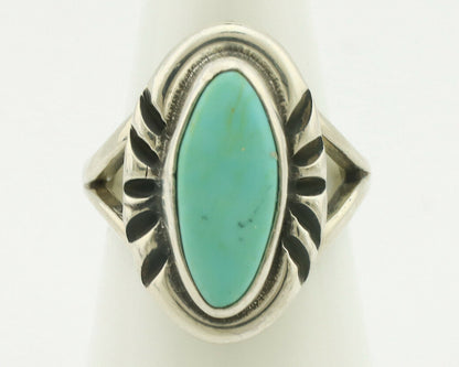 Navajo Ring .925 Silver Natural Mined Turquoise Artist Signed Gecko C.80's