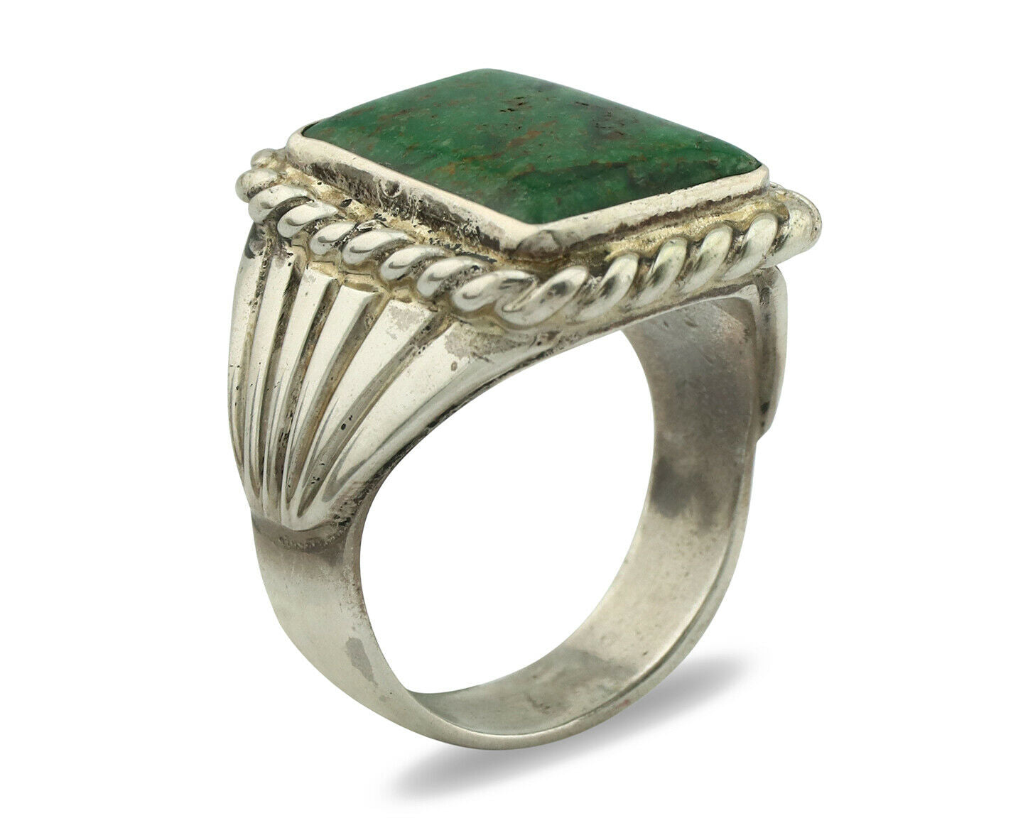 Navajo Ring .925 Silver Cripple Creek Turquoise Artist Signed Montoya C.80's