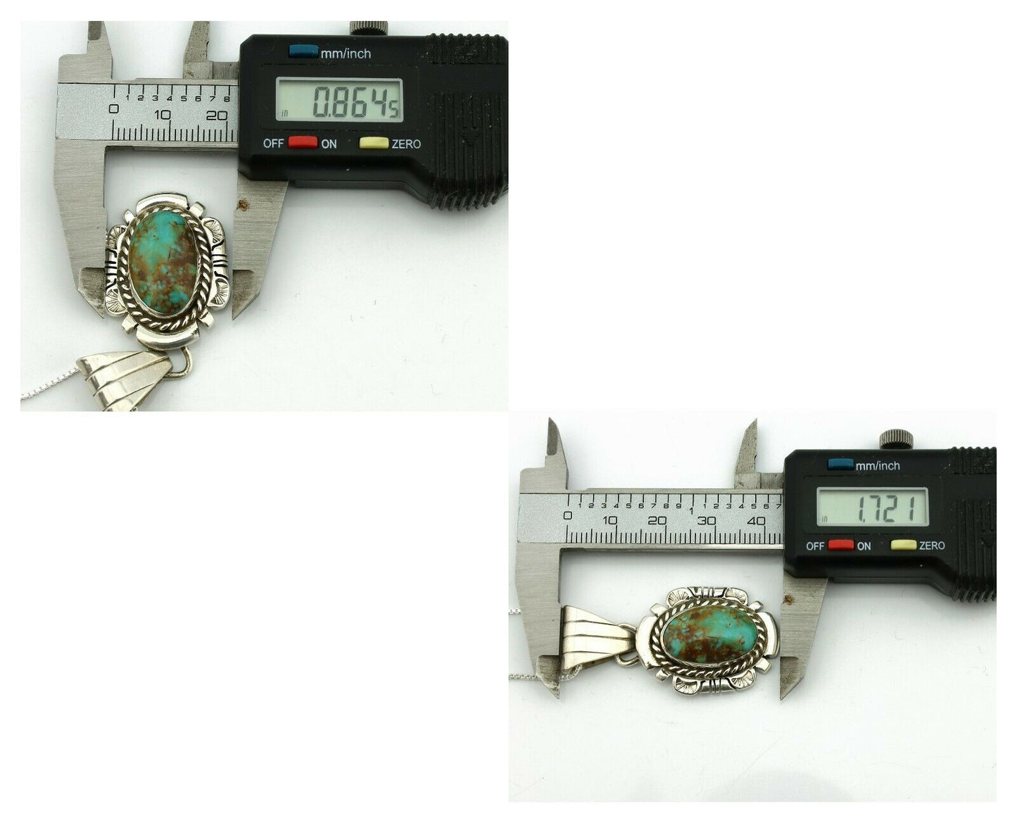 Navajo Necklace .925 Silver Kingman Turquoise Signed JP C.1980's