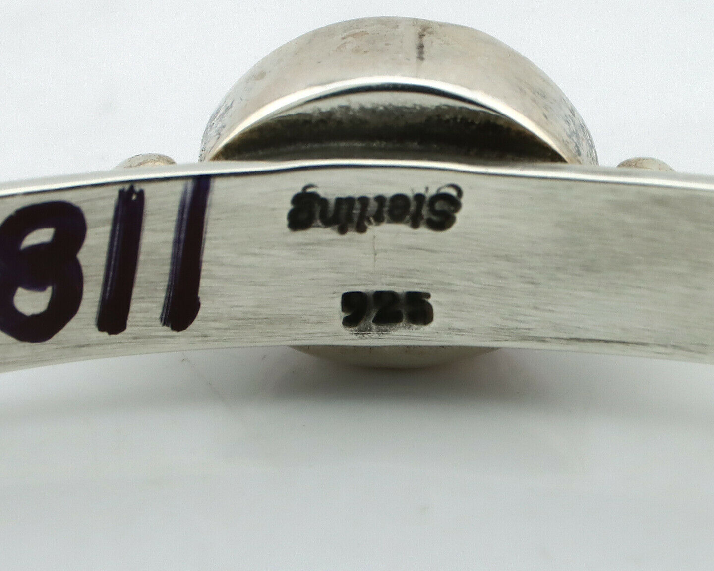 Navajo Bracelet .925 Silver White Sea Shell Native American Artist C.90's