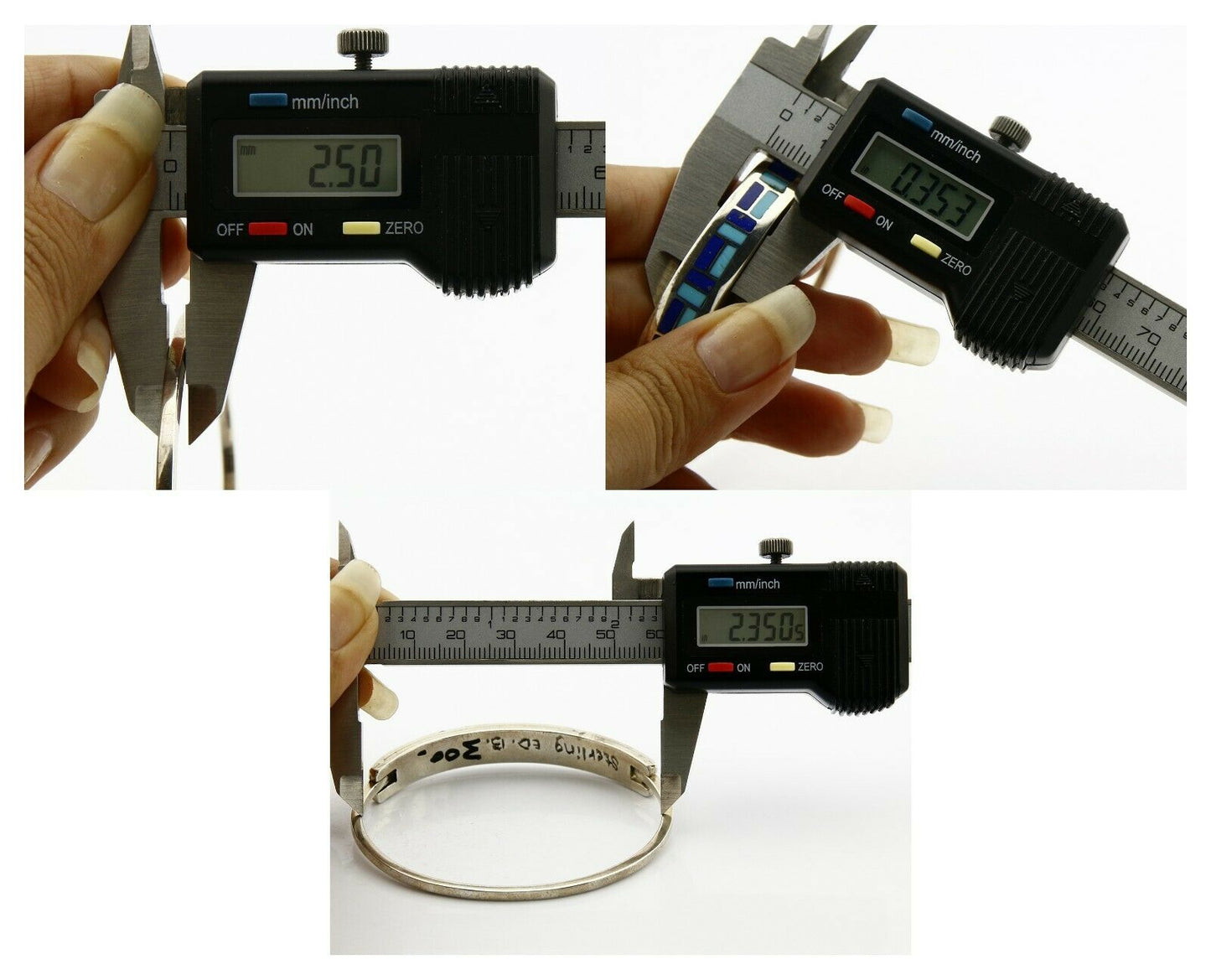 Vtg Navajo Signed ED. B Handmade Inlaid .925 Silver Bracelet