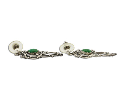 Navajo Earrings 925 Silver Cripple Creek Turquoise Native American Artist C.90's