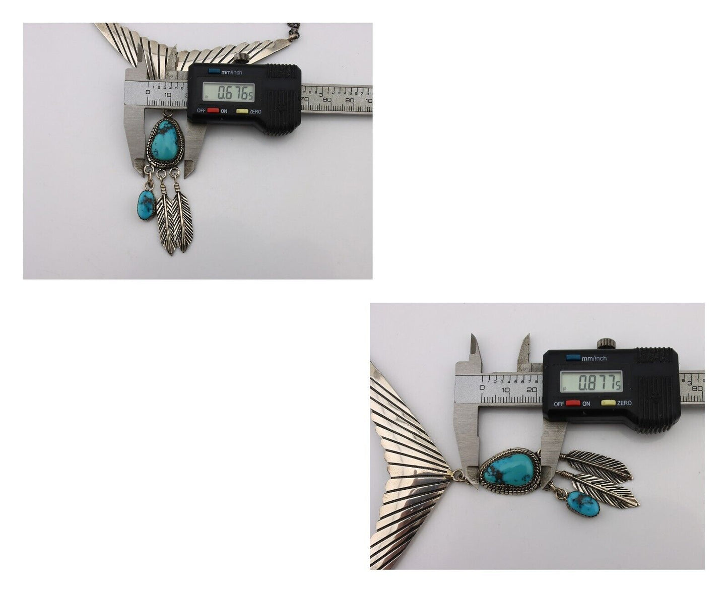 Navajo Necklace 925 Silver Morenci Turquoise Native American Artist C.80's
