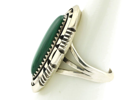 Navajo Ring 925 Silver Natural Malachite Artist Signed William Denetdale C.80's