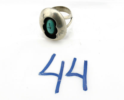 Navajo Shadow Box Ring .925 Silver Blue Turquoise Native American Artist C80s