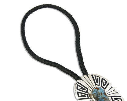 Navajo Turquoise Bolo Tie .925 Silver Bisbee Turquoise Artist Signed T Billy