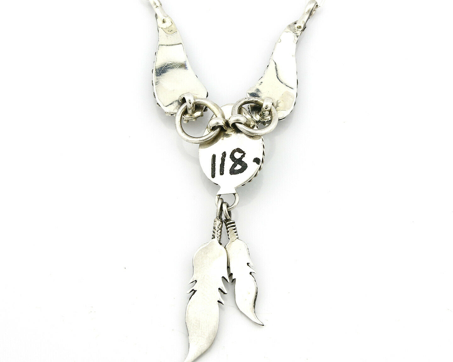 C. 1990 Navajo Handmade .925 Silver & Natural Malachite Necklace