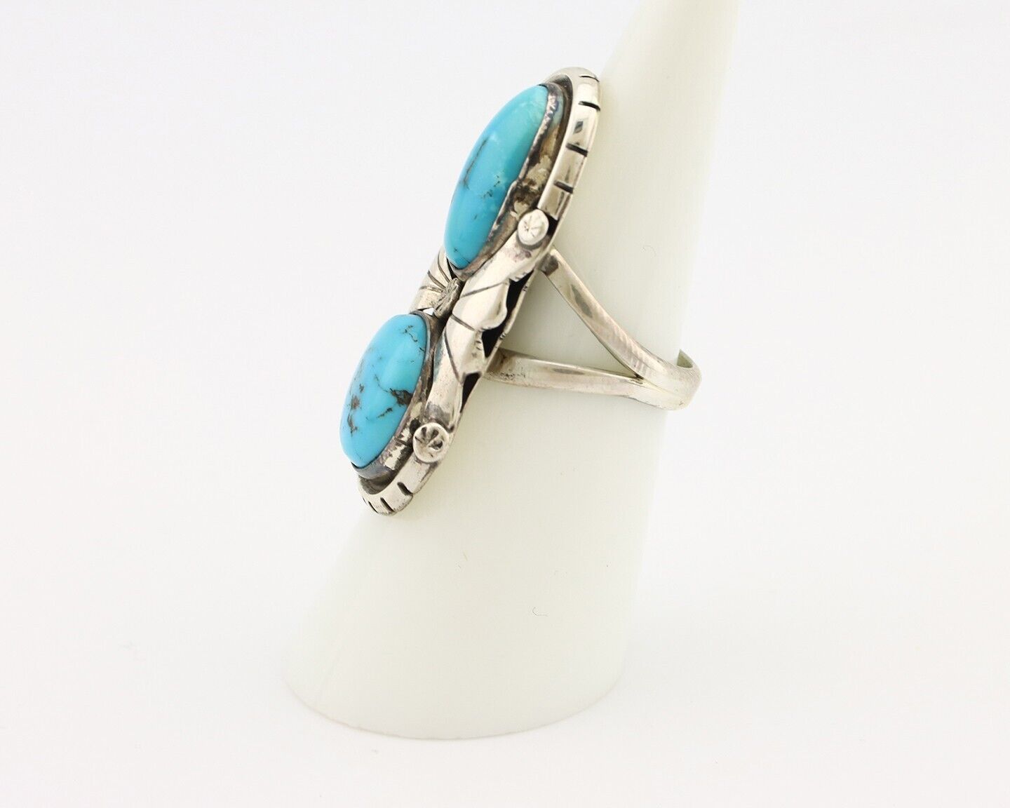 Navajo Ring 925 Silver Bisbee Turquoise Artist Signed Mike Platero C.80's