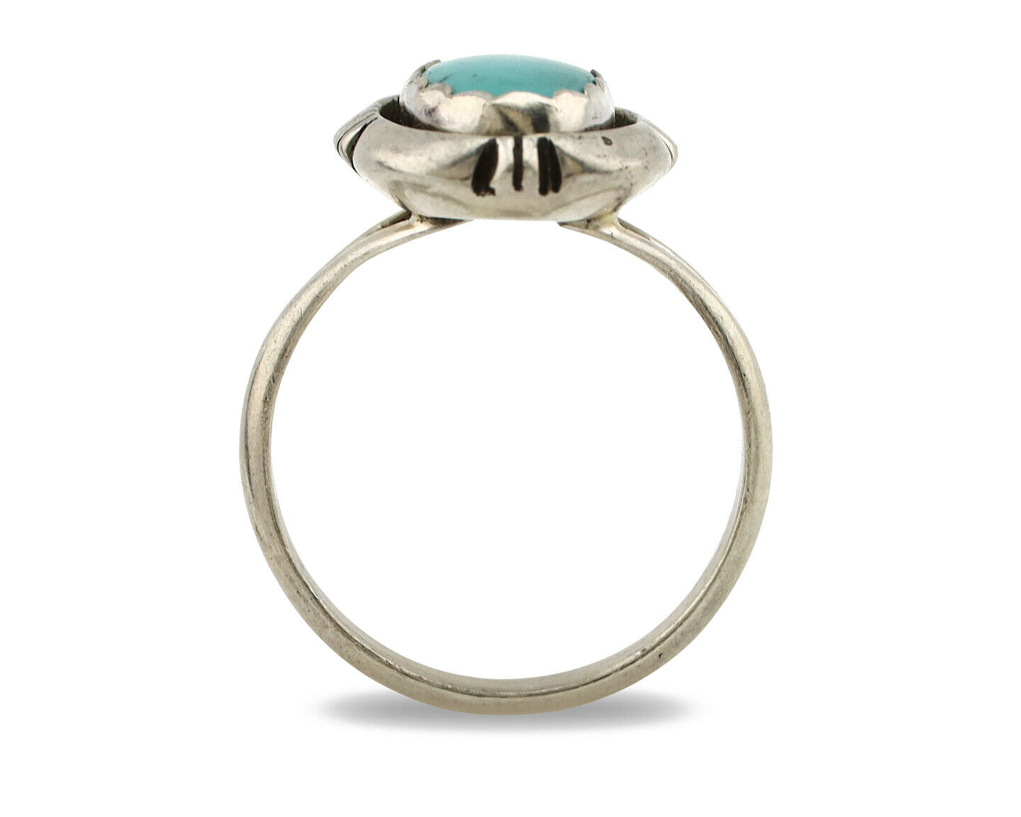 Navajo Ring .925 Silver Kingman Turquoise Handmade Native American Artist C.80's