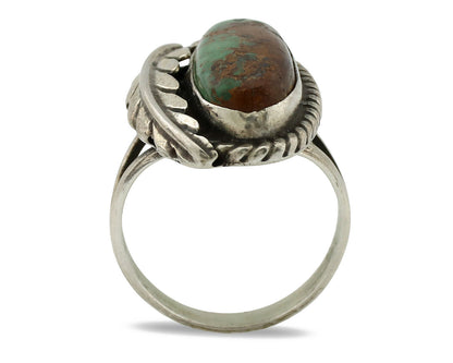 Navajo Ring .925 Silver Manassas Turquoise Signed Native Artist C.80's
