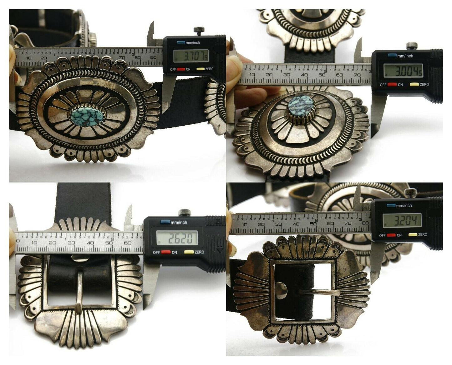 Large Navajo Signed Thomas Singer Belt .925 Silver Lone Mtn Turquoise C.1980's