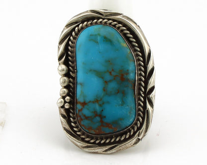 Navajo Ring 925 Silver Natural Blue Turquoise Artist Signed D Zachary C.80s