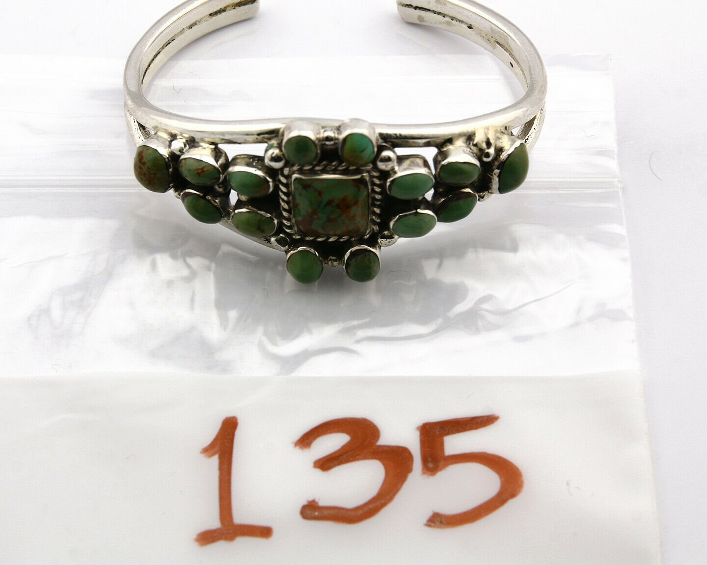 Navajo Bracelet 925 Silver Turquoise Cuff Artist LY Native C.80's