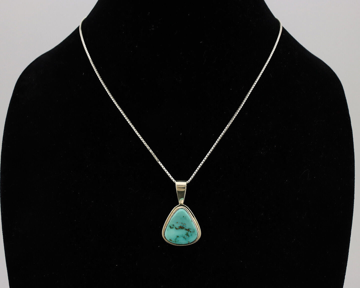 Navajo Necklace .925 Silver Fox Mine Turquoise Signed Doug Zachary C.1980's