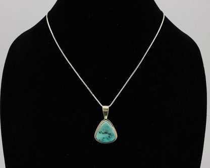 Navajo Necklace .925 Silver Fox Mine Turquoise Signed Doug Zachary C.1980's