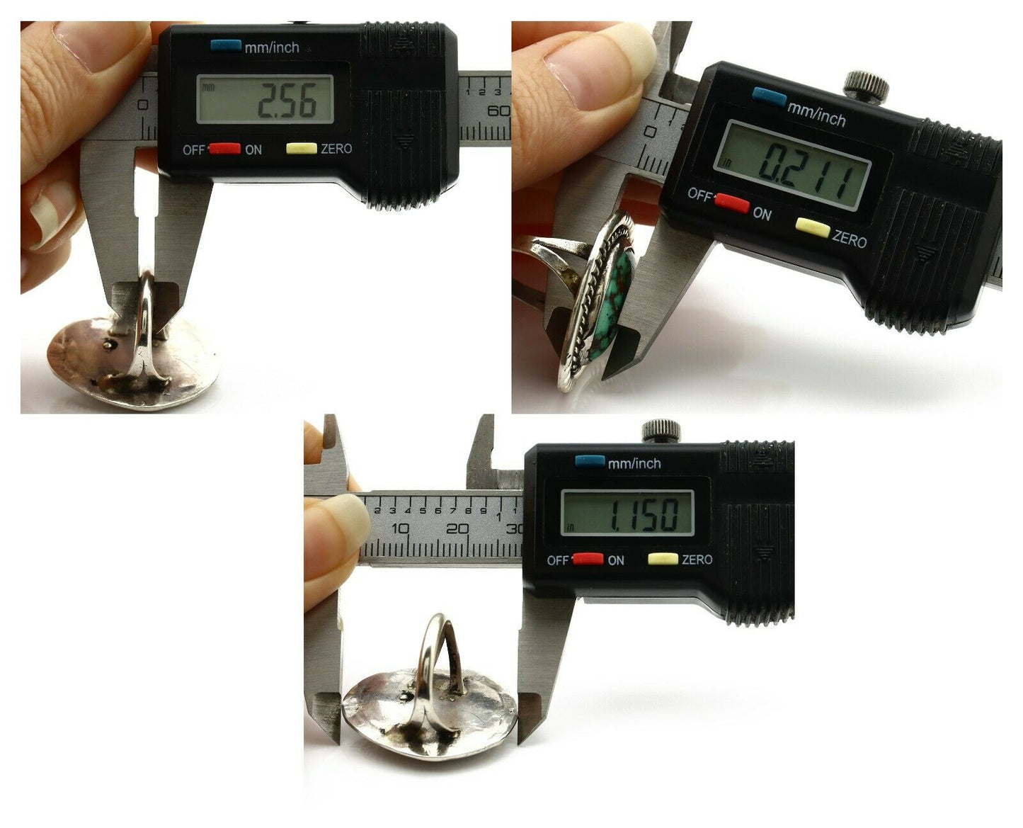 Navajo Ring .925 Silver Spiderweb Turquoise Native American Artist C.80's