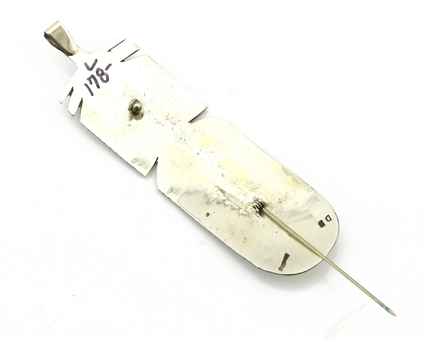Navajo Hair Clip Barrette 925 Silver Hand Stamped Native Artist Signed BD C.80's