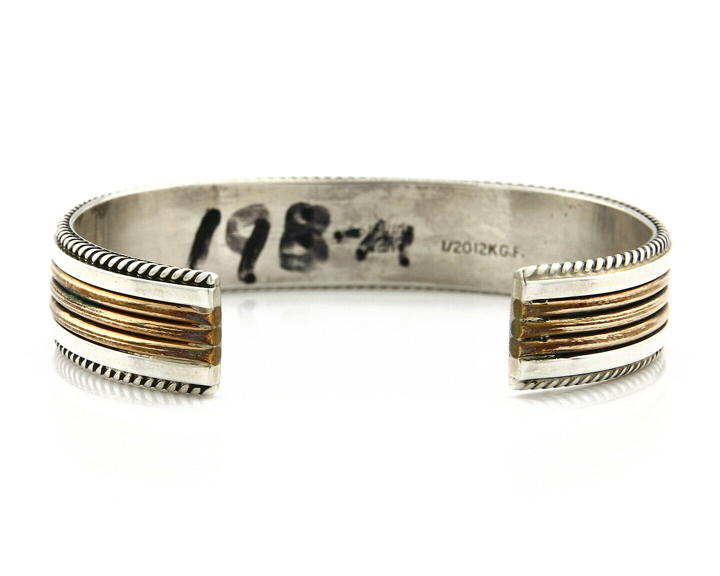 Navajo Bracelet SOLID .925 Silver & 12K Gold Filled Signed Artist TAHE C1980's