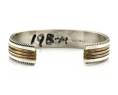 Navajo Bracelet SOLID .925 Silver & 12K Gold Filled Signed Artist TAHE C1980's