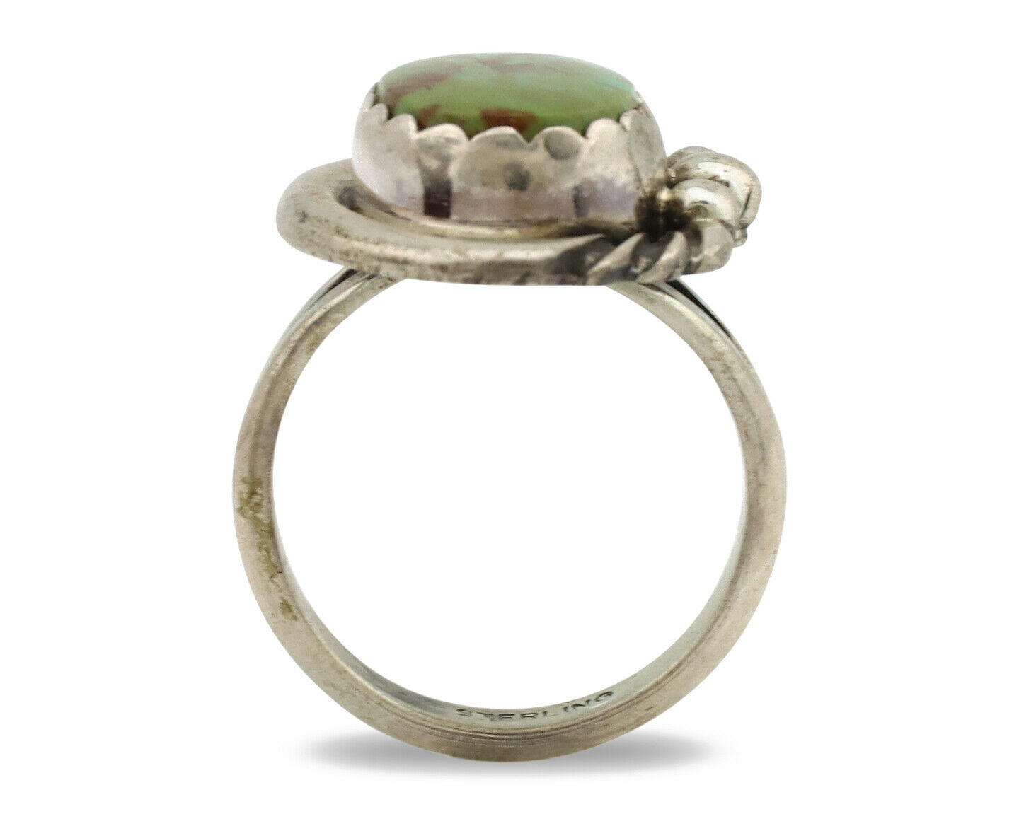 Navajo Ring .925 Silver Kingman Turquoise Native American Artist C.1980's