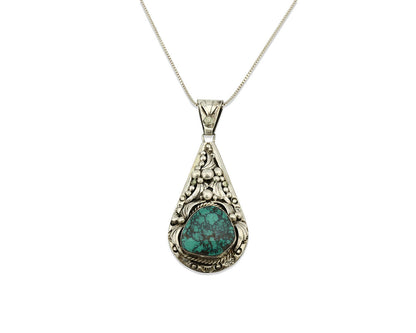 Navajo Necklace .925 Silver Spiderweb Turquoise Artist Billy Eagle C.80's