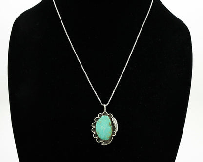 Navajo Necklace .925 Silver Kingman Turquoise Native Artist C.1980's