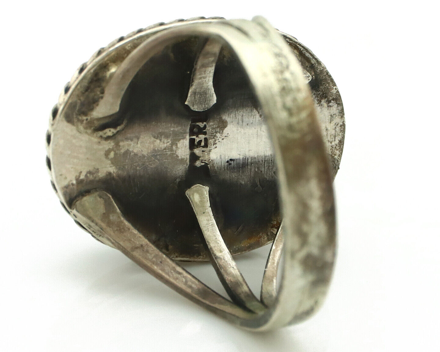 Navajo Ring 925 Silver Turq Mtn Turquoise Native American Artist C.80's