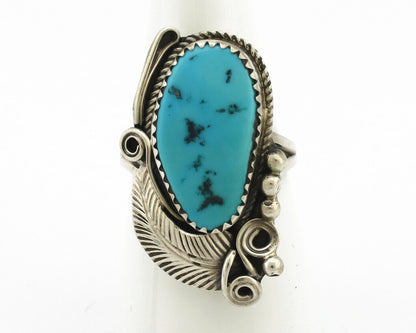 Navajo Ring 925 Silver Sleeping Beauty Turquoise Artist Signed Morris C.80's