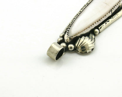 Navajo Pendant .925 Silver Real Natural Pink Mussel Signed Yazzie C.80's