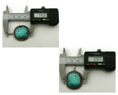 Navajo Pendant .925 Silver Kingman Turquoise Signed Artist Tom Willeto C.80's