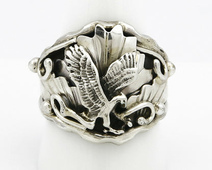 Navajo Eagle Ring .925 SOLID Silver Handmade Signed Artist S Circa 1980's