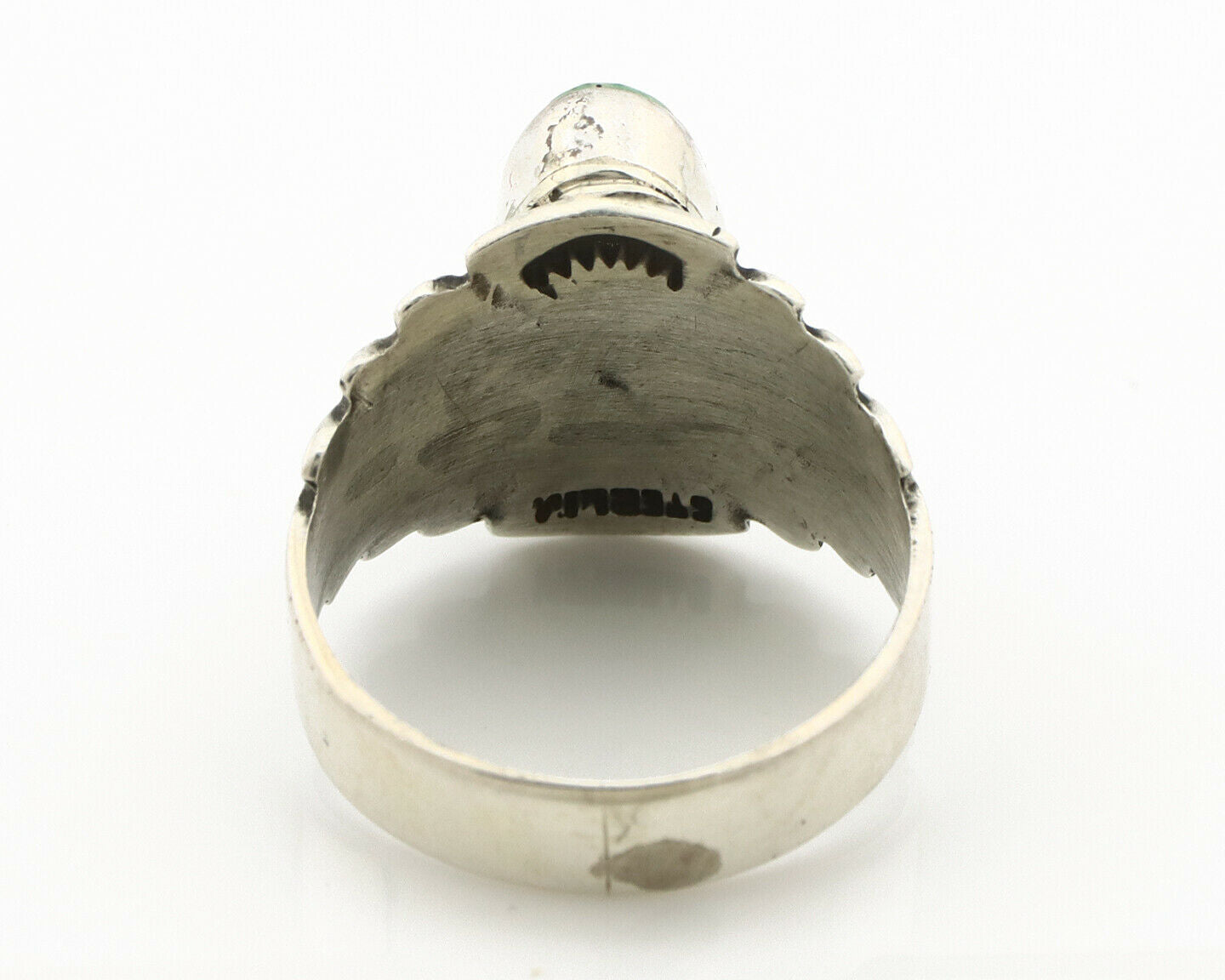 Navajo Ring .925 Silver Blue Green Arizona Turquoise Artist Signed Apache C.80's