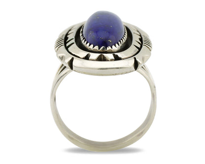 Navajo Ring 925 Silver Natural Lapis Lazuli Artist Signed William Denetdale C80s