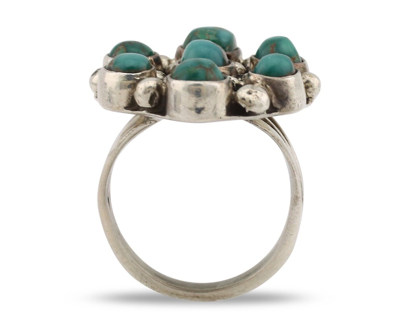 Navajo Ring .925 Silver Natural Blue Turquoise Artist Signed LP C.80's
