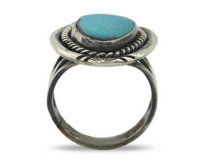 Navajo Ring .925 Silver Natural Blue Turquoise Native American Artist C.80's