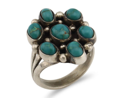 Navajo Ring .925 Silver Natural Blue Turquoise Artist Signed LP C.80's