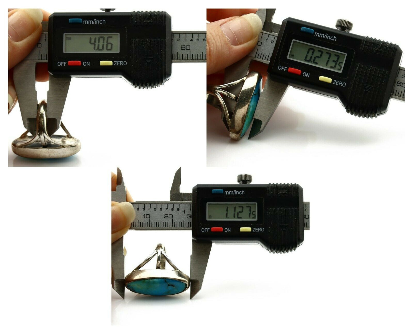 Navajo Ring .925 Silver Nevada Turquoise Native American Artist C.80's