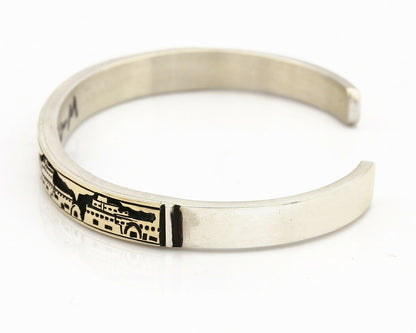 Navajo Bracelet .925 Silver SOLID 14k Yellow Gold Signed MM Rogers & NJ C80-90s