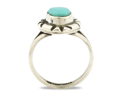 Navajo Ring .925 Silver Kingman Turquoise Artist Signed Gecko C.90's