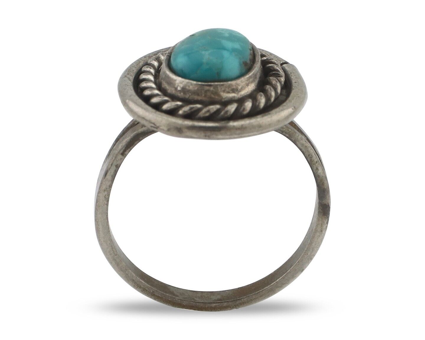 Navajo Handmade Ring 925 Silver Kingman Turquoise Native Artist C.80's