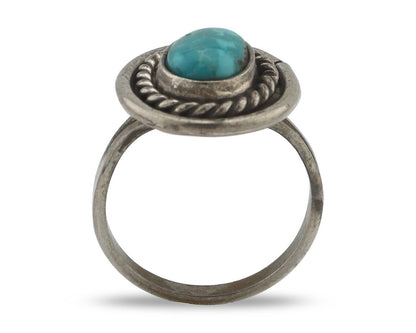 Navajo Handmade Ring 925 Silver Kingman Turquoise Native Artist C.80's