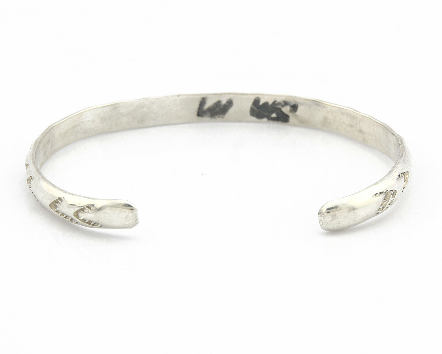 Navajo Bracelet .925 Silver Hand Stamped Arrow Head Artist Montoya C.80's