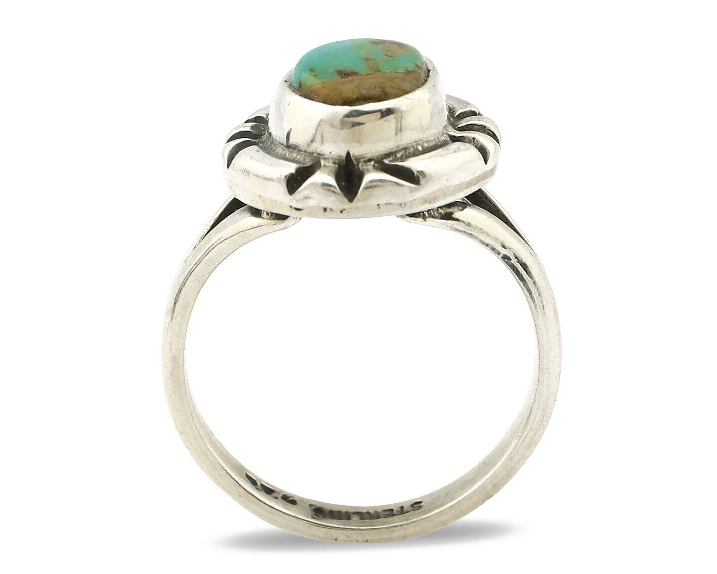 Navajo Ring .925 Silver Kingman Turquoise Artist Signed Gecko C.90's